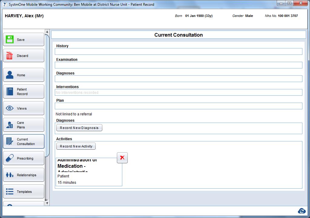 Figure 20: Current Consultation Screen 2.