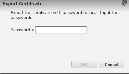 2 Enter a password to protect your certificate and click OK. The same password must be provided when someone wants to import this certificate.