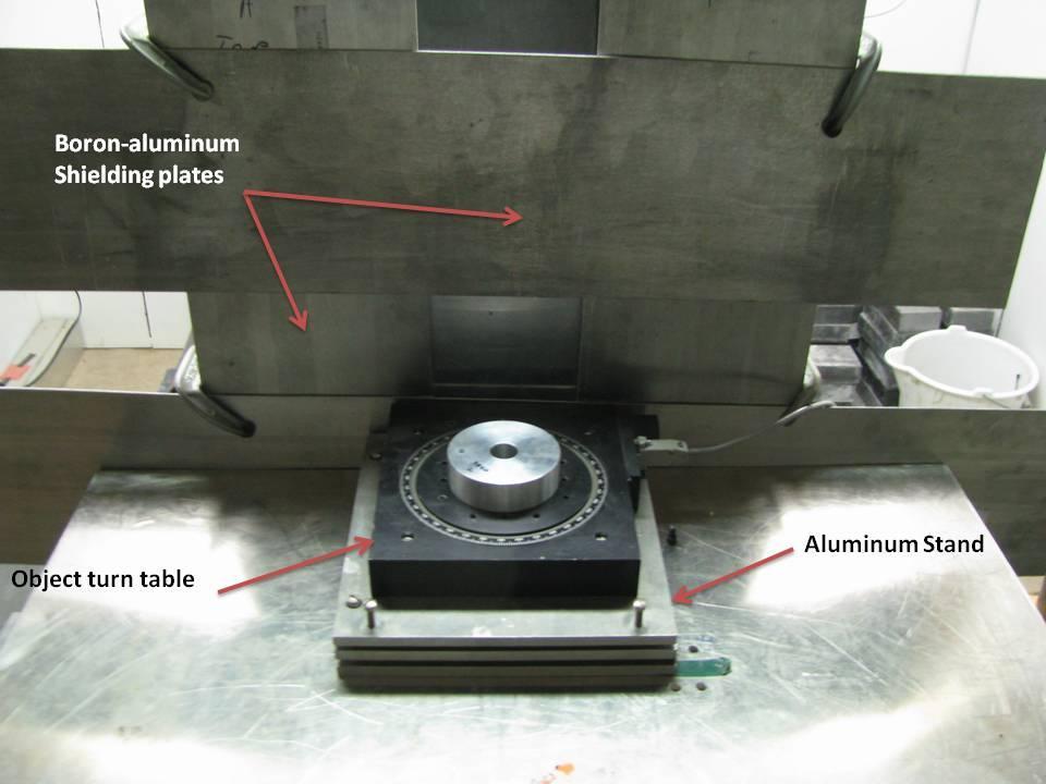 85 Figure 4.16. Thermal neutron computed tomography experiment setup to validate the simulation model.