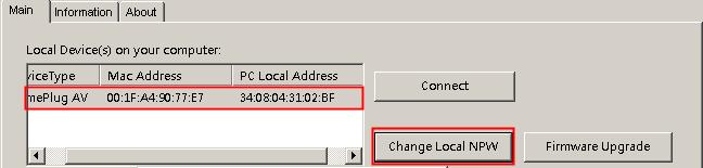 Change Local NPW The Change NPW button is used to remove a local device from its existing network or add a local device to another network by changing the NPW for the local device.