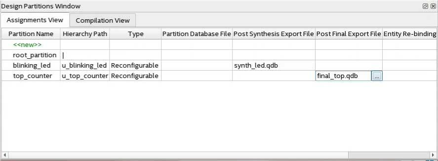 Figure 12. Specifying Export File in Design Partitions Window.