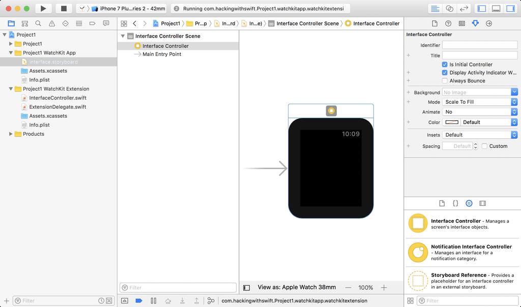 Project 1: NoteDictate When you selected Interface.storyboard, you should see a large black square with rounded edges, mimicking the Apple Watch display.