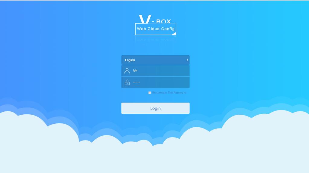 2. Login Operating procedures 1) Use browser to open the V-BOX cloud configuration platform as Figure 2-1 shows, the link is http://web.v-box.net/web/html/