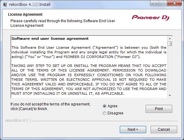 3 Read the terms of the license agreement carefully, and then click [Agree] to continue.