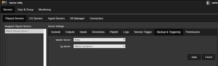 MENU CG You can trigger your CG server by enabling CG Automation. First you need to assign a CG server for your playout. 1- Go to Utility interface and login with your admin user.