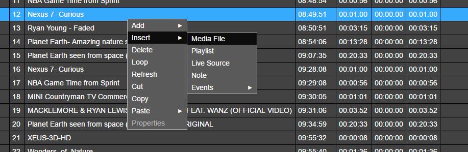 Adding File by Add or Insert Buttons in Right Click Menu 1- Right Click on any item in your playlist.