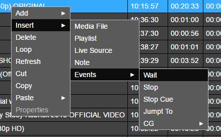 EVENTS You can use secondary events to control your playback by events.