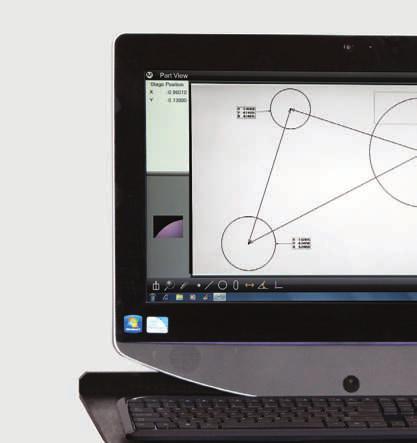 Systems and Optical Comparators Designed for Multi-Touch software control: In addition to conventional mouse interface, the expanded Multi-Touch logic allows for versatile pan and zoom of both live