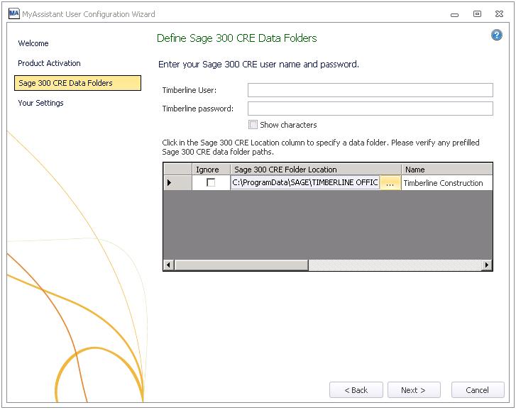 Additional Settings Step 3 Entering Sage 300 CRE Data Folder Information The Sage 300 CRE Database Settings are used to connect to your Sage 300 CRE database from the workstation.