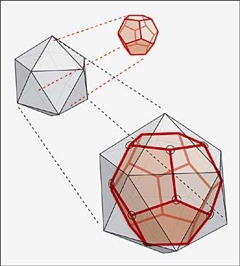 Take the dodecahedron, for example. It has twelve pentagonal faces and a total of twenty vertices, each of which is a vertex of three of the faces.