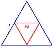 The second step is to move the vertices of this triangle to the midpoints of its sides, which gives the smaller