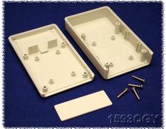 Recessed top for membrane overlay or keypad. Lap joint construction provides protection against dust. lack, gray, or blue general purpose S plastic. Secured with self tapping screws (). ox Size 4.