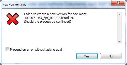 If more than one documents are selected in CATIA and if the SAP state permits the creation of a new version for the documents, no feedback will be given.