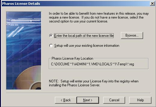 Pharos License Details Click Browse to locate a new license file or
