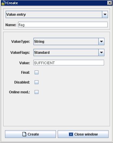 c. Create a new sub-folder Choose Value-entry from the drop-down