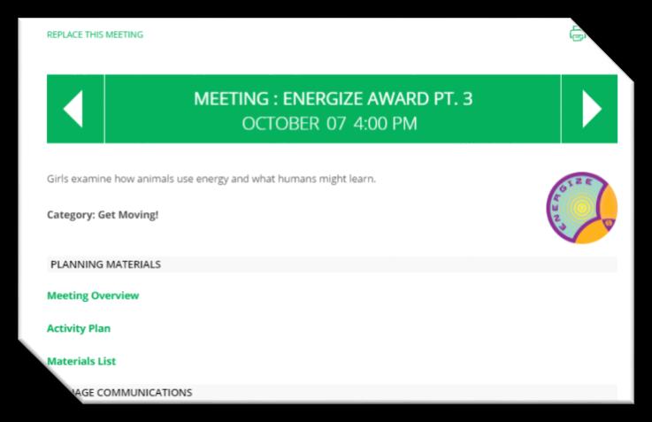 customize your meeting agenda. This tab can also be accessed by clicking any meeting on the Year Plan tab.