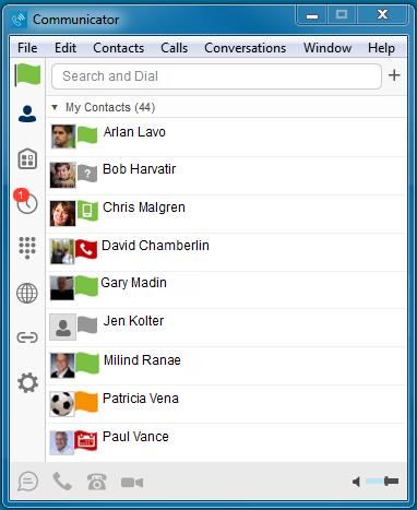My Information View and update your information, for example, your presence, avatar, and location. Full Enterprise Directory Show all contacts of the directory. Contacts View your contacts.