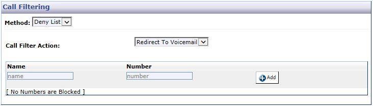 To activate you should check the box and select one of the following options: RejectCall Redirect to Voicemail Redirect to Number (and enter the number) Press the Update button to save your changes.