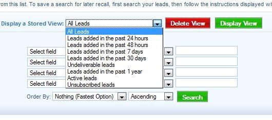 To search all of your leads click on the Display View button.