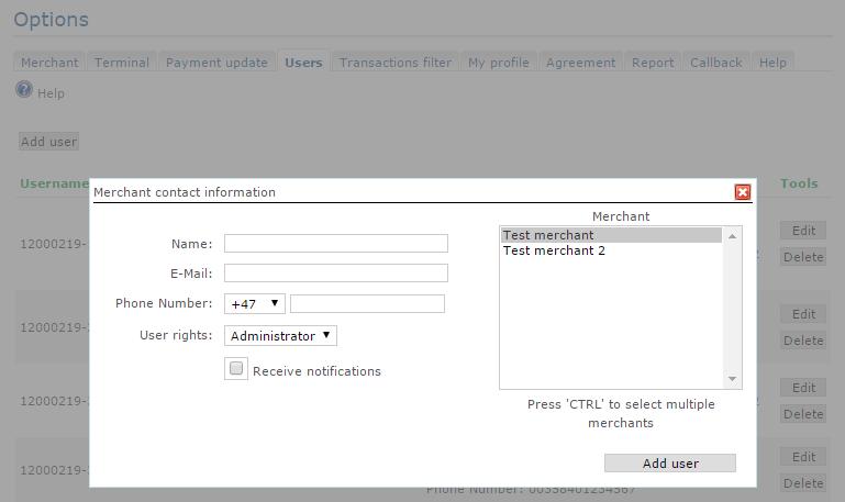 Field name Username User rights Description An ID created by Netaxept which identifies the user and cannot be changed.