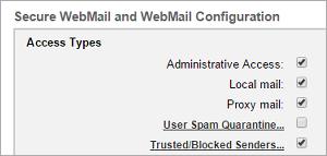 Configure the Secure WebMail OWA proxy To configure the Secure WebMail proxy for OWA: 1. Select Configuration > WebMail > WebMail. 2. Click Add Server. 3.