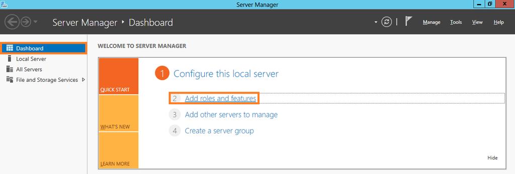 To turn on the Internet Information Service for Windows Server 2012 using Server Manager, do the following: 1.