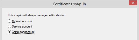 In the opened Certificates snap-in window, select