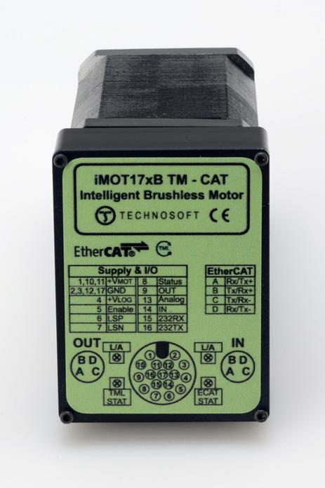 imot17xb TM-CAT INTELLIGENT SERVO MOTOR SIZE 17 BRUSHLESS MOTORS WITH INTEGRATED DRIVE AND MOTION CONTROLLER FOR OEM APPLICATIONS The imot17xb TM-CAT represent the newest family of the Technosoft
