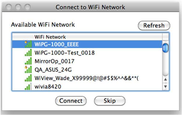 Wireless MAC address:wireless MAC address Wire MAC address:wire MAC address Connection Status: Projecting status: Waiting for projecting or