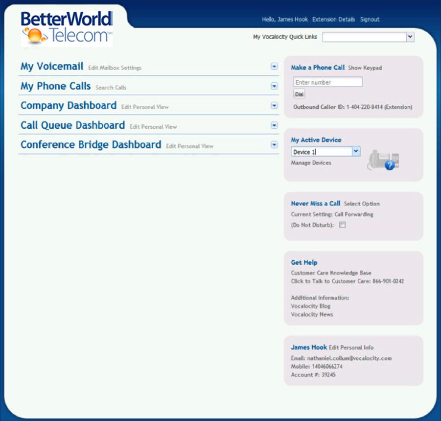 1. Online User Portal Guide Accessing the Online Portal To log in to the online portal: 1. Visit http://www.betterworldtelecom.com. 2. Select Login on upper right 3.