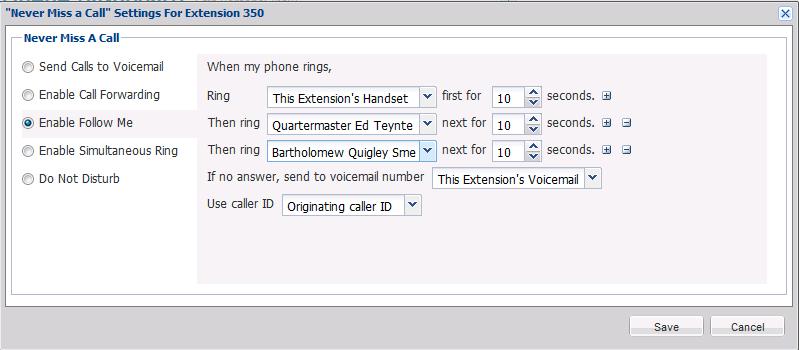 To forward your calls to another extension, call group, call queue, other feature, or an outside number, choose Enable Call Forwarding. 2.