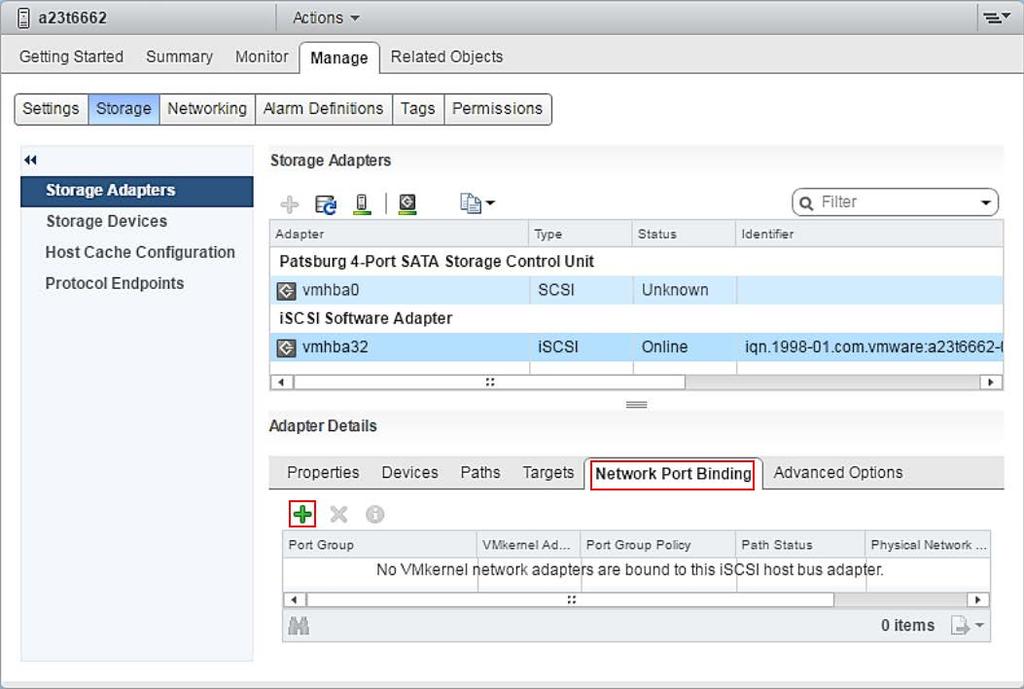 Create ESXi iscsi software adapter 7. Click Finish. 8. Bind the VMKernel port to the iscsi adapter by selecting the new iscsi Software Adapter: a.