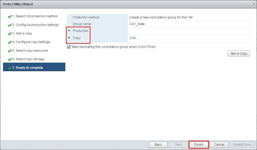 fail-over. 13. Expand the Production and Copy settings to ensure that they are correct, and then click Finish.
