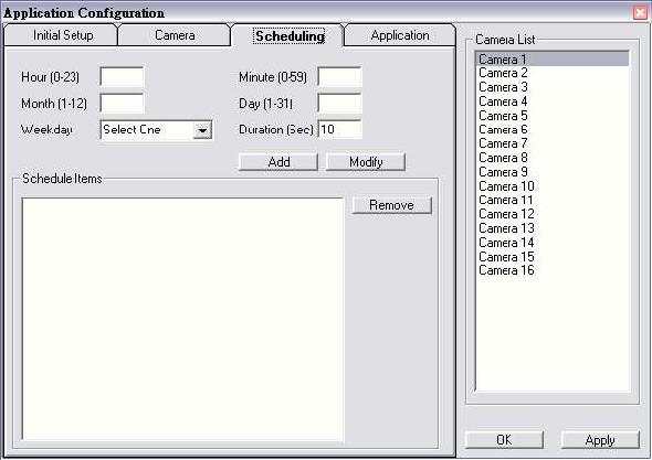 Figure 5.3.3. The Scheduling Tab 5.3.4. Application Settings Figure 5.3.4 shows settings for the global scope of the application including initialization and environment.