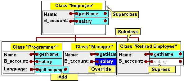 superclass override inherited variables and methods, i.e. to provide specialized implementations.
