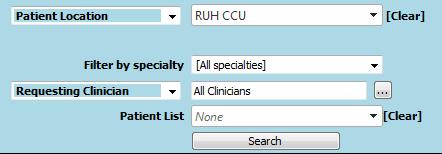 Caution: In order to view a list of all reports the filter MUST be set to Patient Location.