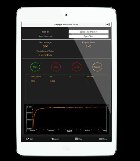 Keysight Insulation Resistance Tester Application for ios and Android can be downloaded from www.keysight.com/find/insulationtesterapp or from Google Play Store (https://play.google.