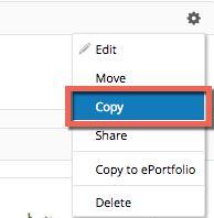 Managing Class Pages Copy and Move Content Copy a content block to the same page or to another page. 1. At the top right of a content block, click the Manage Block icon (the gear) 2.