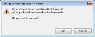 Click OK when prompted to proceed. (Typically, a number of networks will be listed here. This is nothing to worry about. You can delete the other entries too.