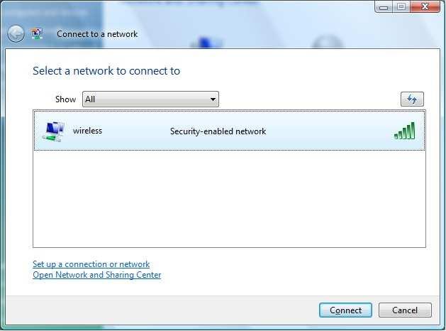 7. You should see a network listed with the default network name (SSID)