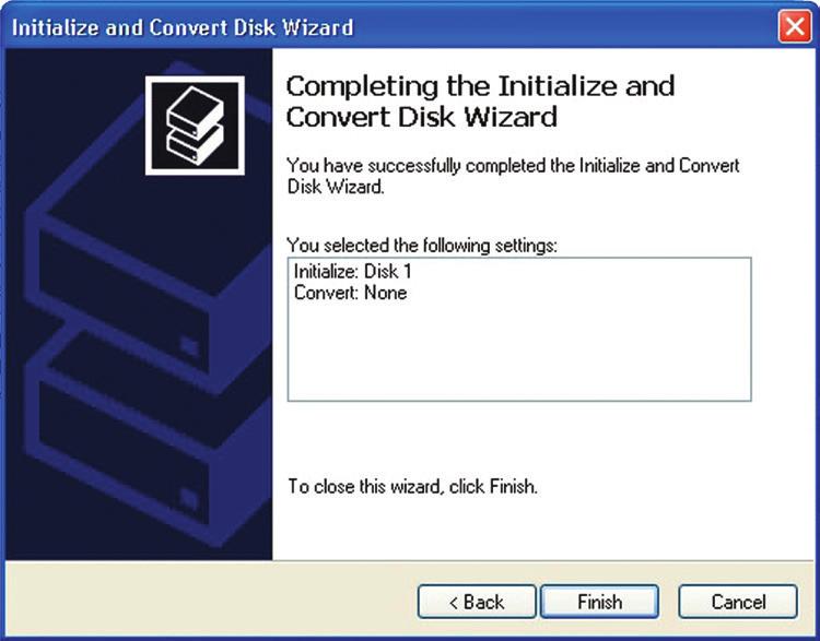 The Initialize and Convert Disk Wizard window should appear. If the Wizard does not appear, expand the Storage menu by clicking on the plus (+) sign.