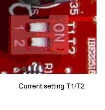 6.3 current setting: Board marked T1T2(match with DIP swtich 1 and 2) to set the value of switching current setting T1 T2 Current OFF ON 25%*2.5A ON ON 50%*2.