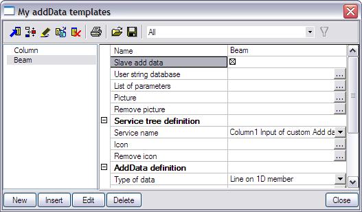 External Application Checks for Excel Step 2.2. (Beam) Define text strings In the User string database the required strings are defined for the definition of the additional data.