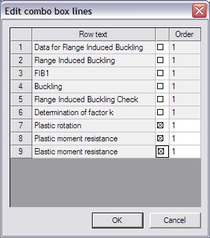 External Application Checks for Excel Example 2: Flange Induced Buckling This dialog shows all strings defined in the user string database in the column Row text.