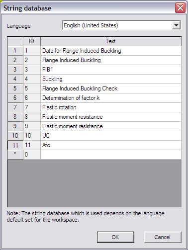 External Application Checks for Excel First of all, through the button String database the text string database is accessed to define the required strings.