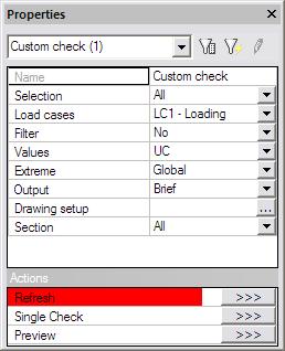 External Application Checks for Excel Example 2: Flange Induced Buckling The Refresh action button is pressed to execute the check.