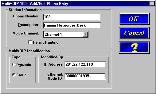 MultiVOIP Quick Start Guide 32. Enter the IP address of the remote MultiVOIP in the IP Address box in the MultiVOIP Identification group. 33.