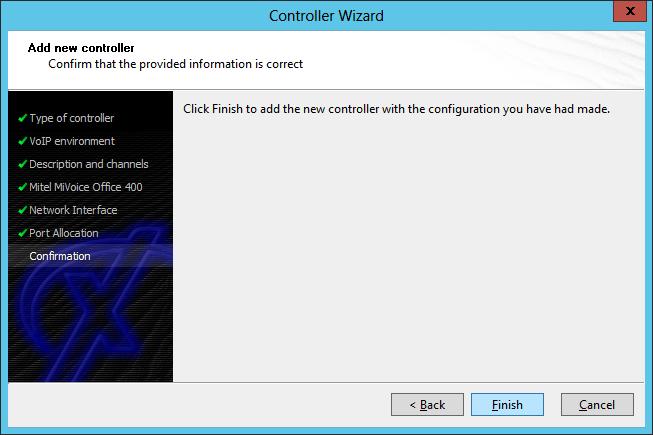 Page 6 2.7 Confirmation The final wizard dialog performs some checks on the configuration parameters you ve made.