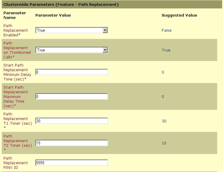 Manager Path Replacement parameters configuration.