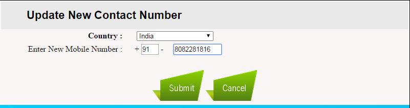 official mobile number, login to the portal and click on the Update contact number Button.